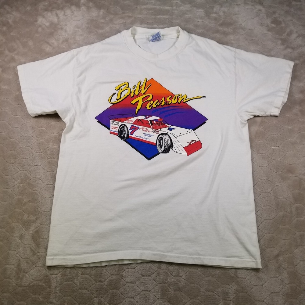 VTG 90s Bill Pearson Racing Shirt Sz Lg Single Stitch USA‎ Made